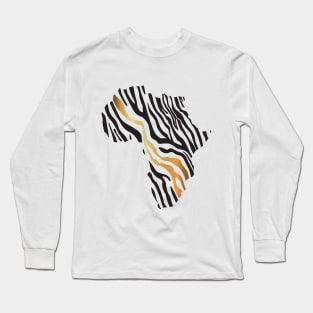 Africa Map Afrocentric Zebra Animal Print Long Sleeve T-Shirt